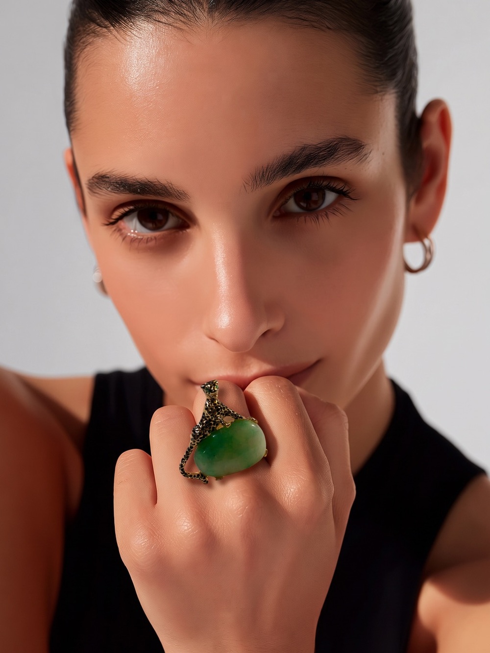 Green Jade  Statement Ring - Women Jewelry by Catwalk Jon